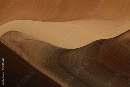 abstract artistic with smooth swirl waves background illustration with brown, very dark red and peru color