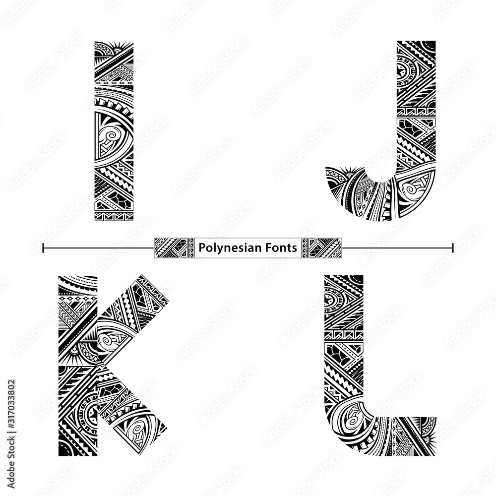 Fotografie Alphabet Polynesian style in a set IJKL