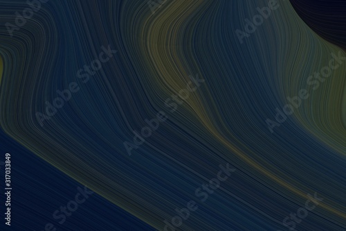 artistic wave fluid lines with modern soft curvy waves background illustration with very dark blue, dark slate gray and dark olive green color