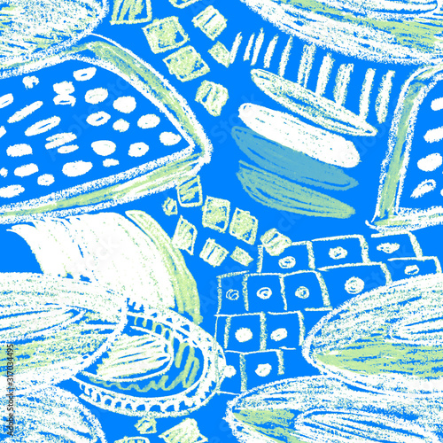 Creative seamless pattern with beautiful bright abstract elements. Colorful t...