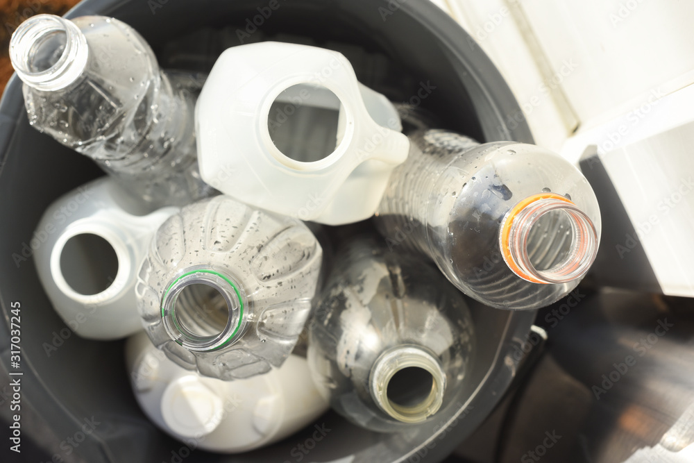 Plastic recycling, plastic bottles and containers from household waste to recycle and re use Plastic recycling, plastic bottles and containers from household waste to recycle and re use