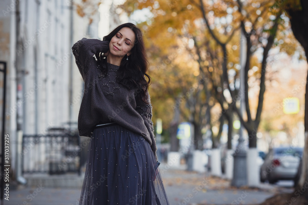 Outdoor beauty portrait woman, the street style Outdoor beauty portrait woman, the street style