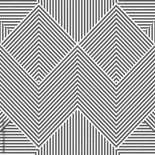 Vector seamless abstract geometric pattern - black and white striped texture. Endless linear background. Creative monochrome design