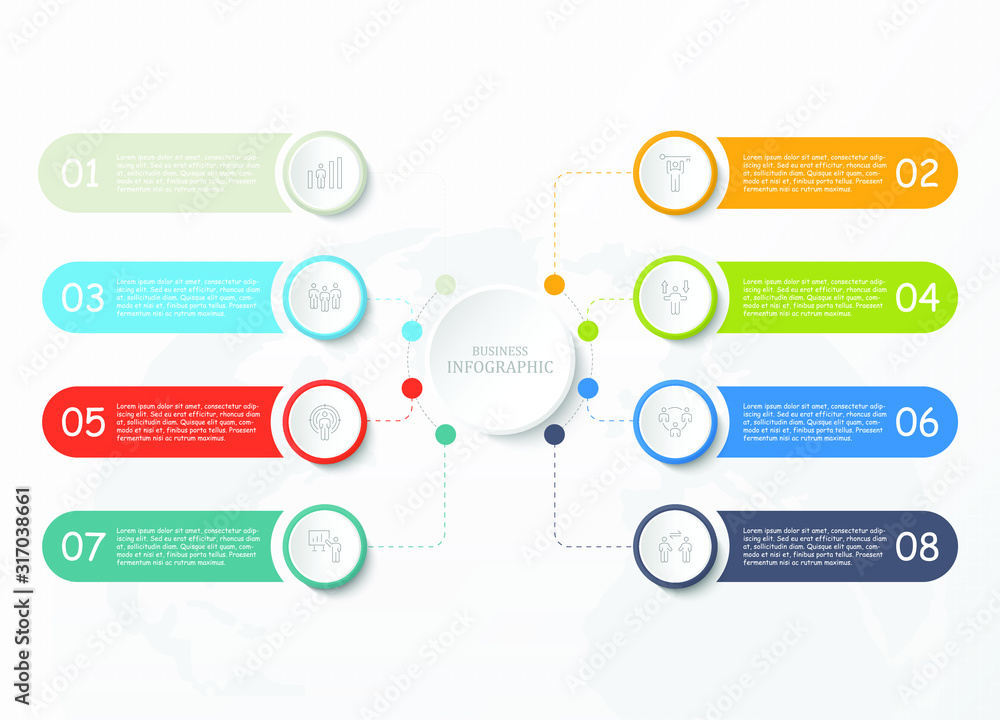 Infographics template and icons for business concept. - obrazy, fototapety, plakaty 