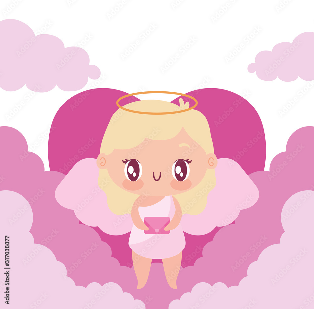 Isolated girl cupid cartoon vector design