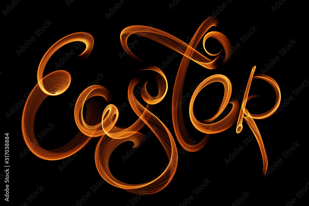 Happy Easter background written by fire flame or smoke. Invitation illustration greeting card, ad, promotion, poster, flyer, web-banner, article, social media Happy Easter background written by fire flame or smoke. Invitation illustration greeting card, ad, promotion, poster, flyer, web-banner, article, social media