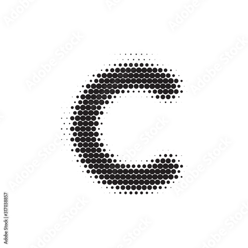 Letter C black halftone pattern font