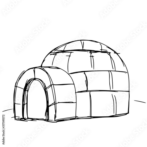 Sketch of Igloo, eskimo house Illustration on a white.