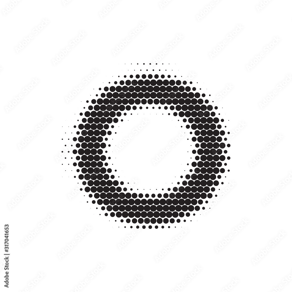 Letter O black halftone pattern font