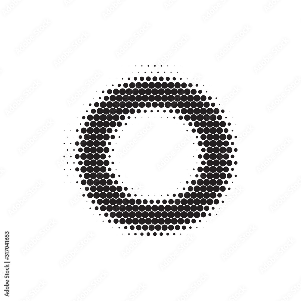 Letter O black halftone pattern font Letter O black halftone pattern font