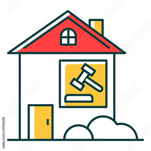 Real estate lawsuit RGB color icon. Tenancy legal dispute. Property litigation, court case. Realty trial. Lease agreement matter. Conflict resolution. Legal Isolated vector illustration