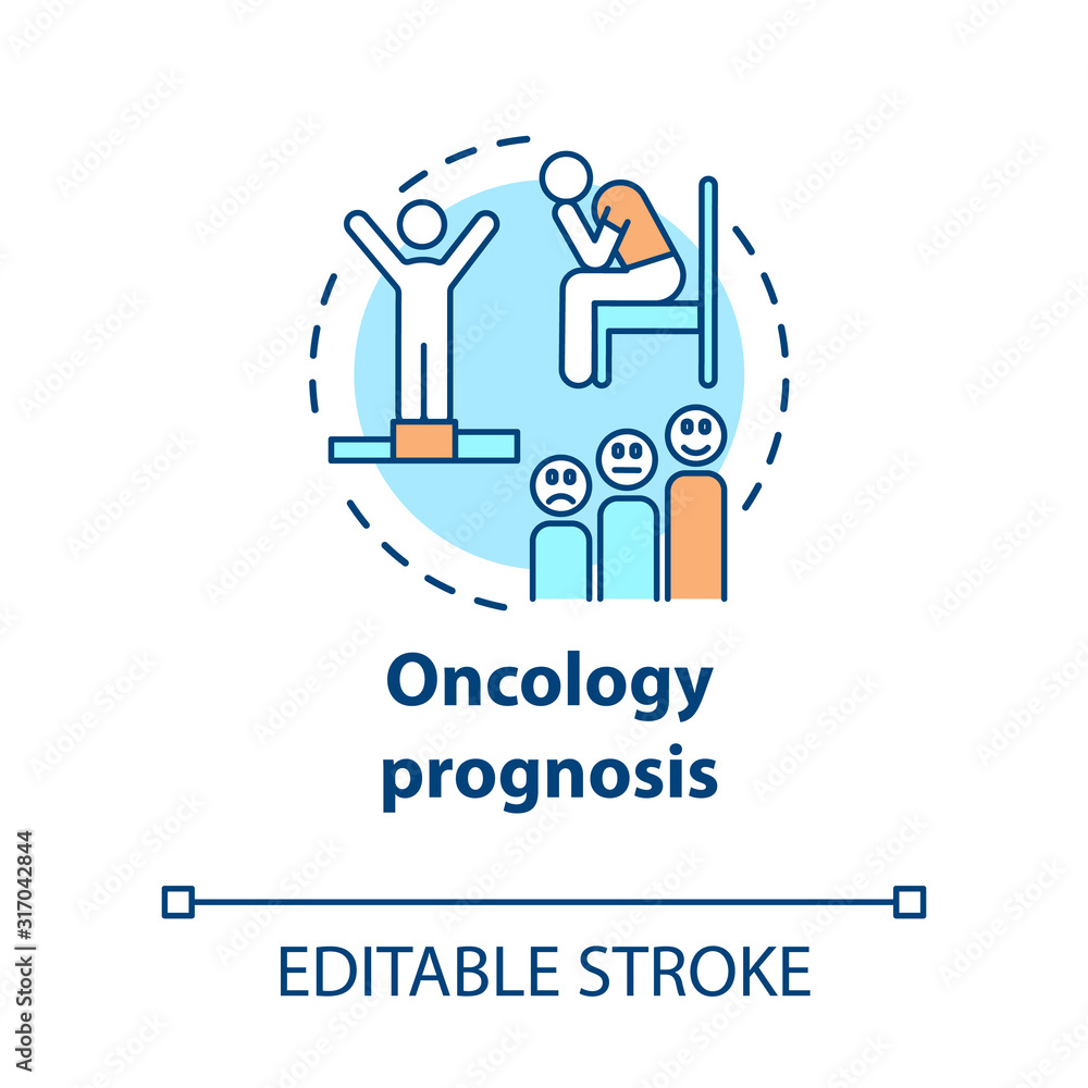 Oncology prognosis concept icon. Fight with cancer. Estimate of recovery from disease. Victory and defeat idea thin line illustration. Vector isolated outline RGB color drawing. Editable stroke