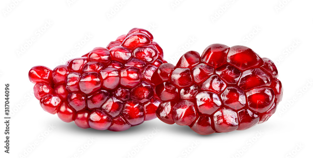 Pomegranate seeds isolated on white background Pomegranate seeds isolated on white background