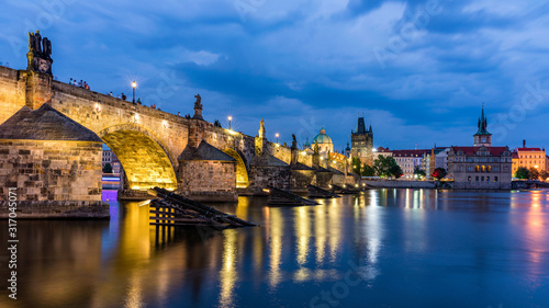 Canvas Print Charles Bridge, Old Town and Old Town Tower of Charles Bridge, Prague, Czech Republic