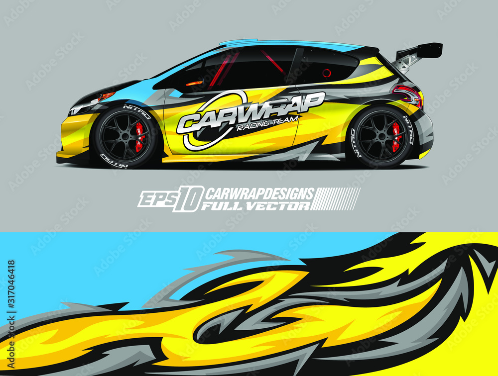 Rally car wrap decal design. Abstract stripe racing background designs for wrap cargo van, race car, pickup truck, adventure vehicle. Eps 10 Rally car wrap decal design. Abstract stripe racing background designs for wrap cargo van, race car, pickup truck, adventure vehicle. Eps 10