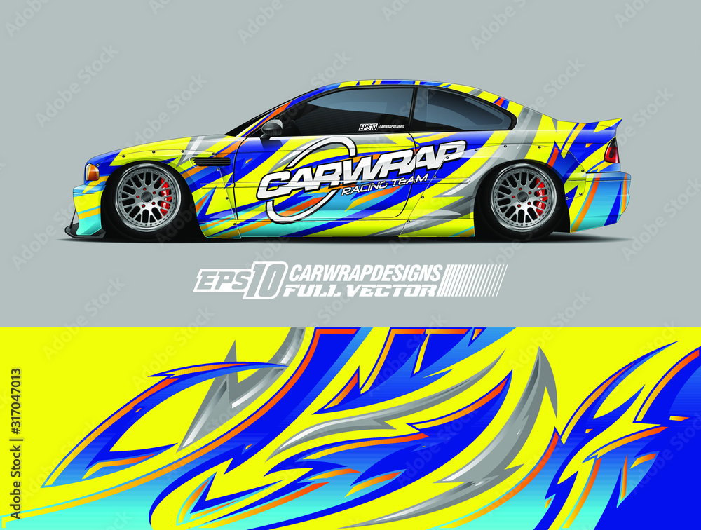 Rally car wrap decal design. Abstract stripe racing background designs for wrap cargo van, race car, pickup truck, adventure vehicle. Eps 10 Rally car wrap decal design. Abstract stripe racing background designs for wrap cargo van, race car, pickup truck, adventure vehicle. Eps 10
