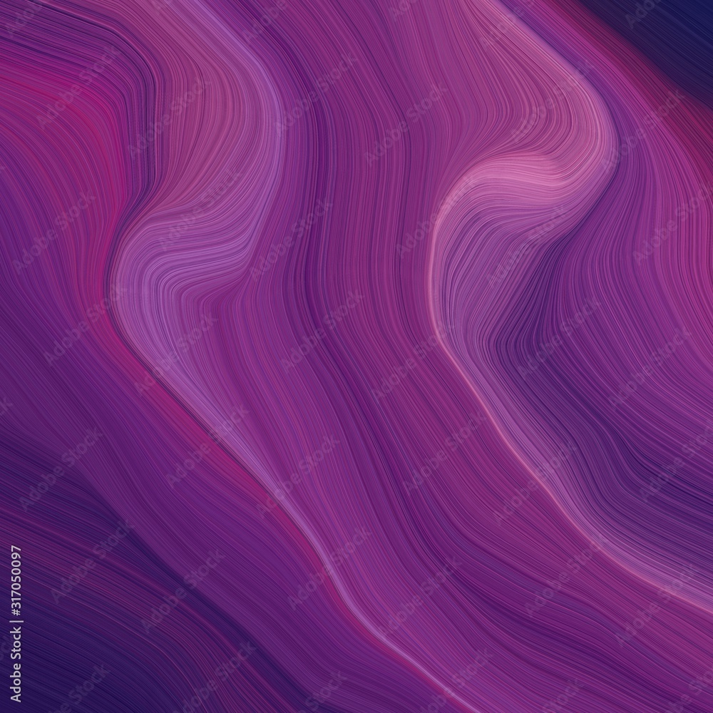Fototapeta premium beautiful square graphic with purple, very dark violet and antique fuchsia color. modern soft swirl waves background illustration