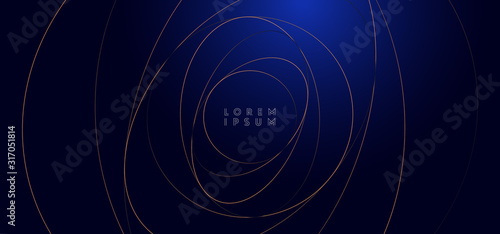 Abstract overlapping circles and lines background with gold glitter effect. Vector illustration EPS