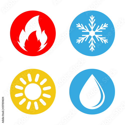 set of multicolored weather icons on a white background