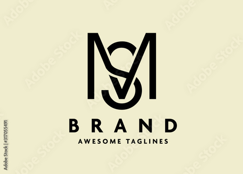 creative initial letter sm or ms logo vector concept photo