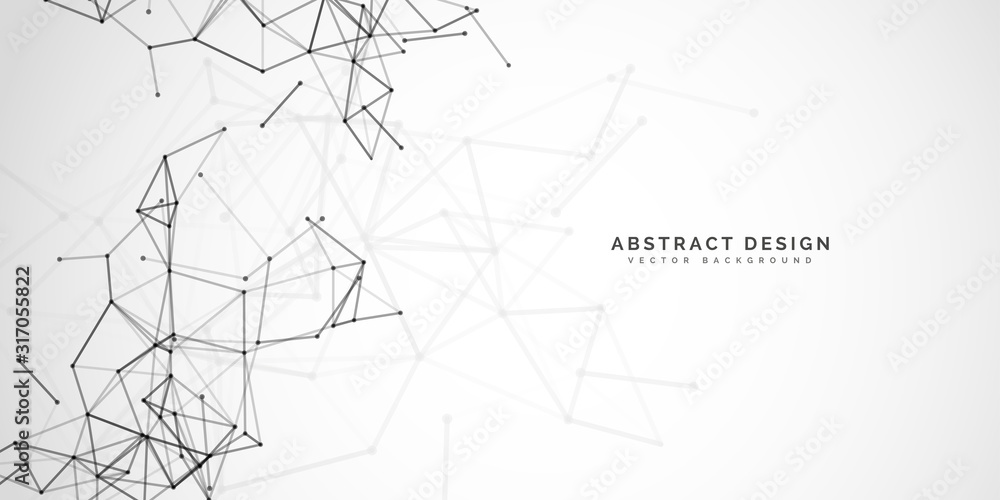 Geometric abstract background with connected line and dots. Network and connection background for your presentation. Digital technology background and network connection.  vector illustration