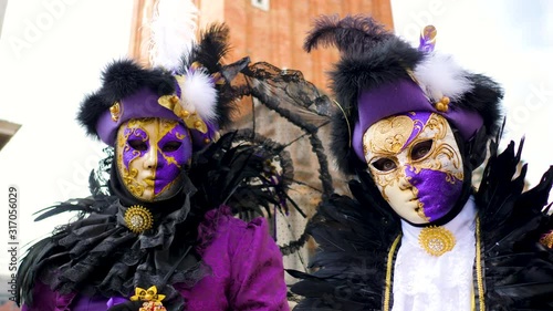 traditional Venitian Carnival at Venice inItaly photo