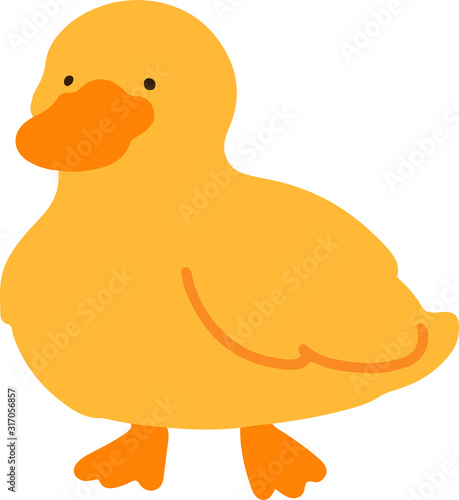 Flat colored simple yellow duck