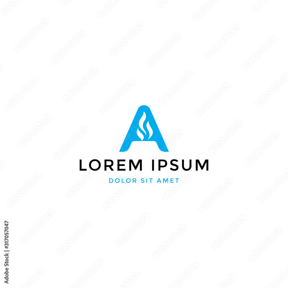 Vector logo design icon. Letter A with fire. Modern style Vector logo design icon. Letter A with fire. Modern style