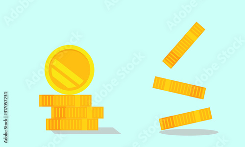 ector web site gradient design template. Coins. Modern flat illustration