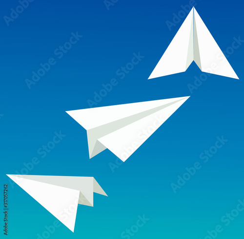 Vector web site gradient design template. Paper Plane. Modern flat illustration