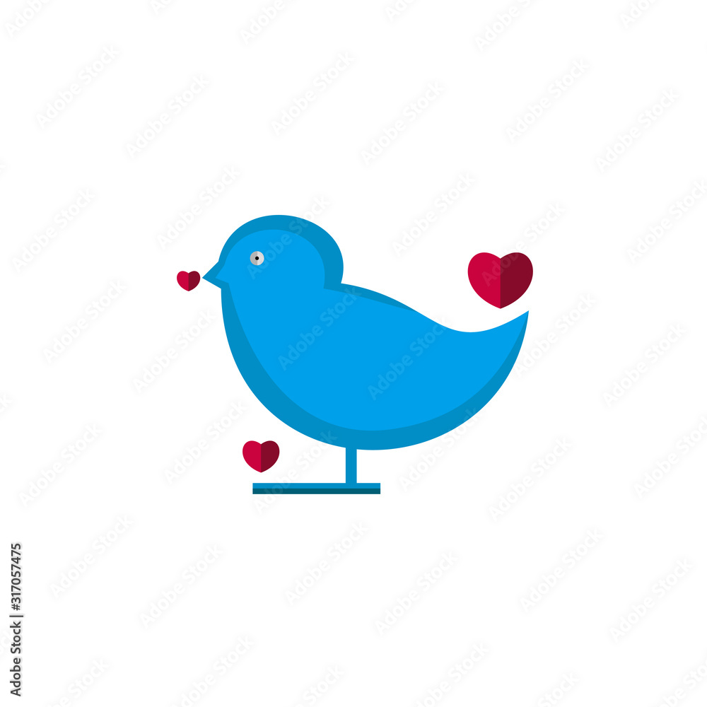 Valentine icon. Love dove flat icon.