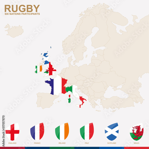 Europe Map with highlighted Rugby Championship participants