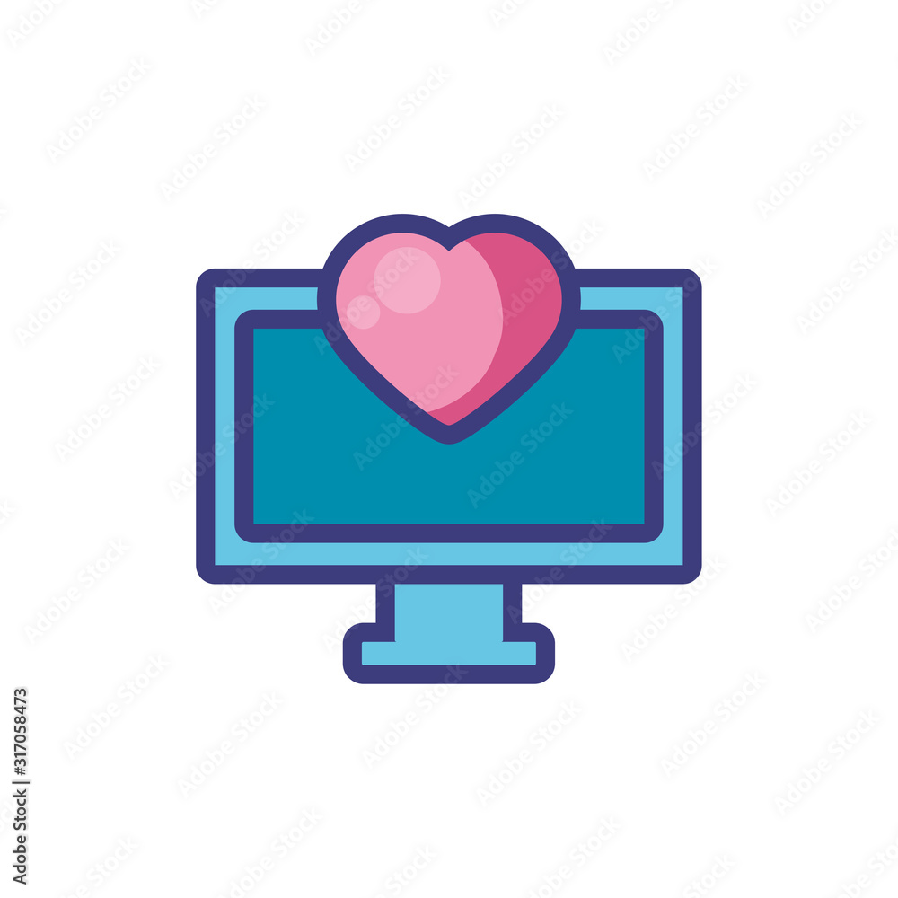 Isolated heart and computer vector design Isolated heart and computer vector design