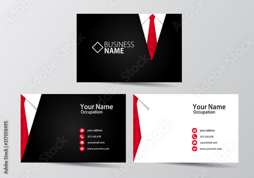 suit with ties business card. visiting card template two sides