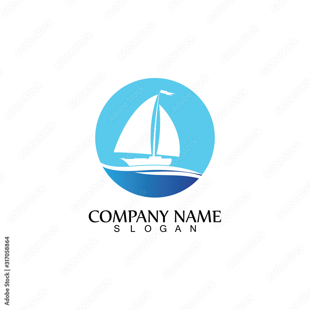 Sailing boat, Daily cruises, sea travel, vector logo-icon Sailing boat, Daily cruises, sea travel, vector logo-icon