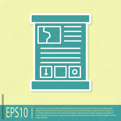 Green Game guide icon isolated on yellow background. User manual, instruction, guidebook, handbook. Vector Illustration