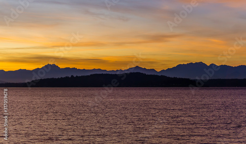 Olympic Mountains Sunset Silhouette 3