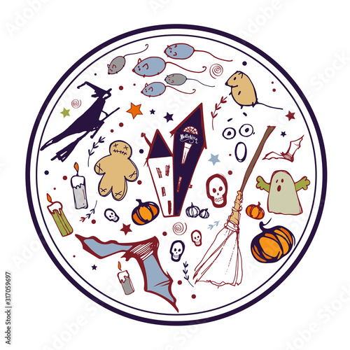 Vector handdrawn illustration. Halloween card, poster, banner invitation EPS 10