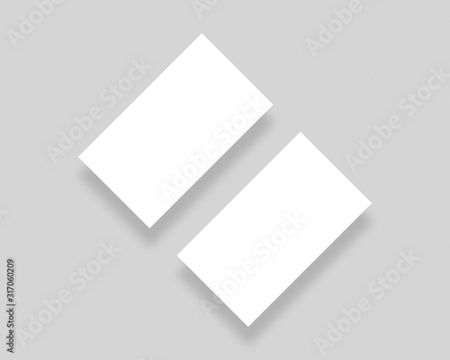 Blank business cards with soft shadows. Mockup scene. Template for branding identity. Photo mockup with clipping path.