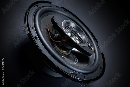 Modern car speaker close-up on a dark background