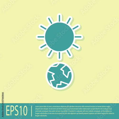 Green Solstice icon isolated on yellow background. Vector Illustration