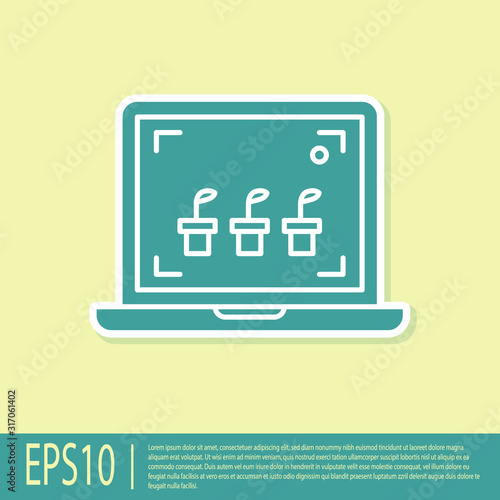 Green Smart farming technology - farm automation system icon isolated on yellow background. Vector Illustration