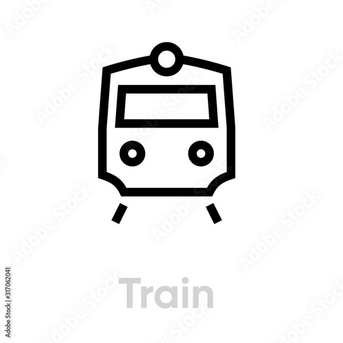 Train icon vector editable transport single line