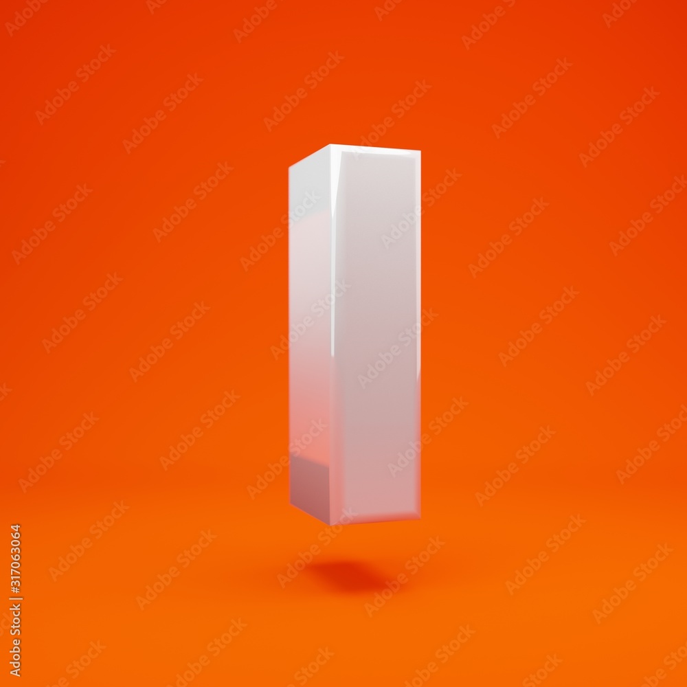 Whithe glossy 3d letter L lowercase on hot orange background Whithe glossy 3d letter L lowercase on hot orange background