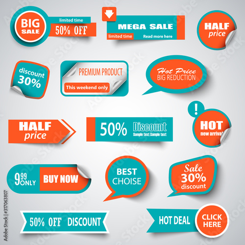 Collection sale pointers stickers and labels design elements template