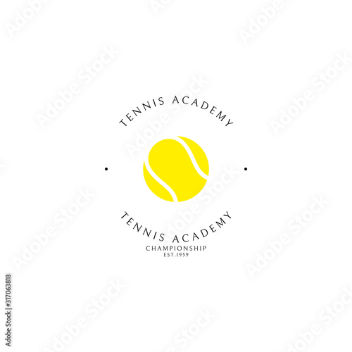 Tennis club. Logo template. Yellow tennis ball