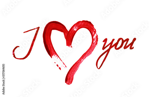 «I love you» and red brushe...