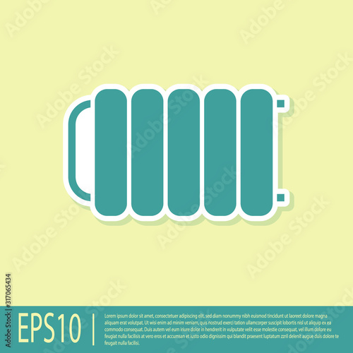 Green Heating radiator icon isolated on yellow background. Vector Illustration