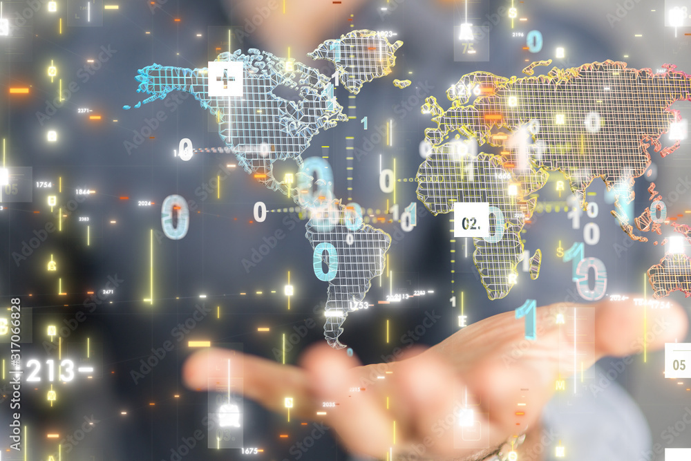 Global network connection. World map point Global network connection. World map point