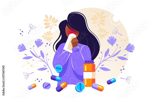 Allergy vector illustration. Flat tiny 